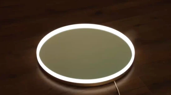 Ortonbath Round Circle Black Framed LED Bathroom Vanity Mirror, 3 Colors Light Dimmable, Makeup Mirror with Anti